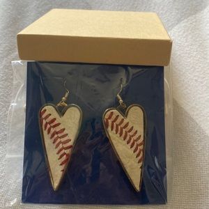 Metal baseball heart earrings